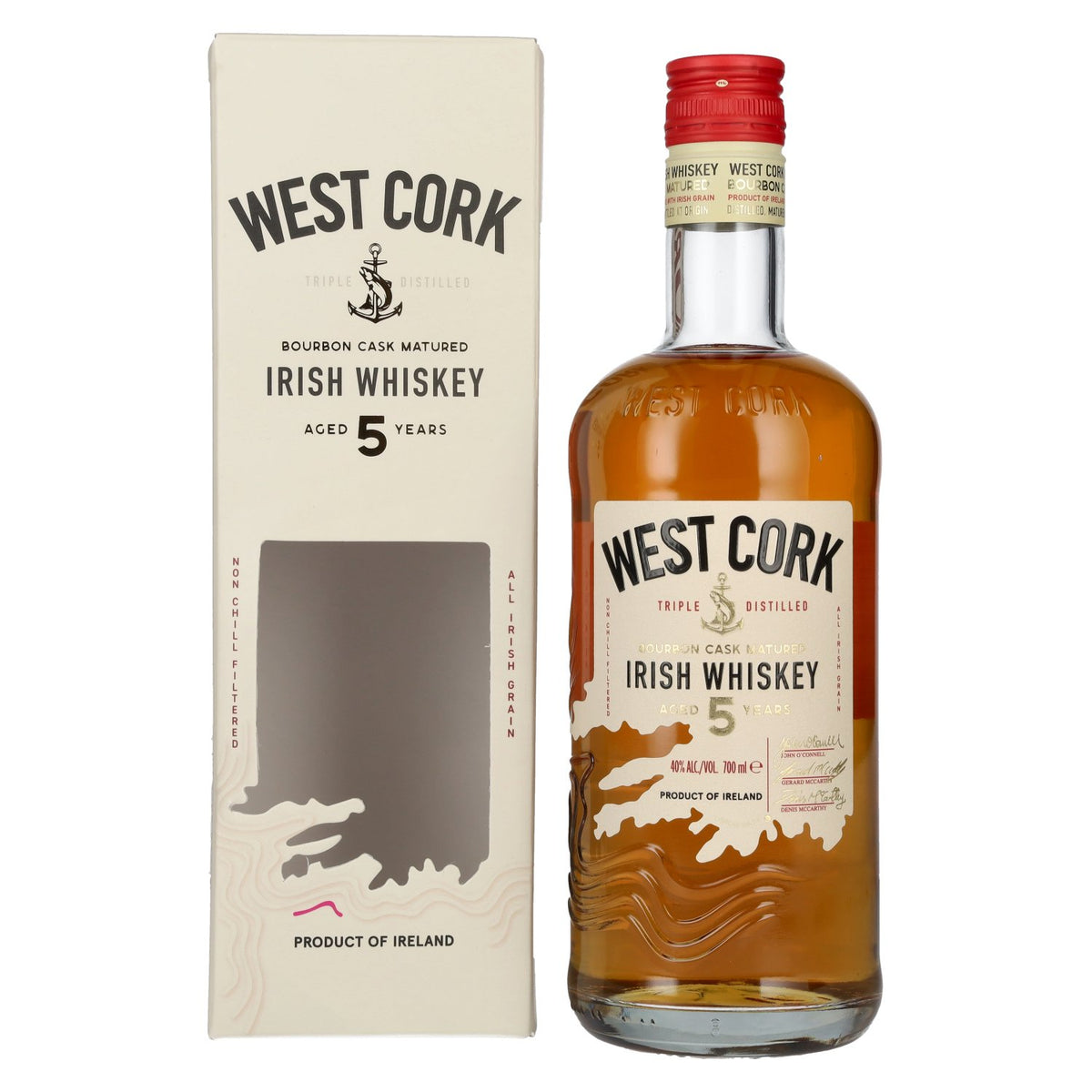 West Cork 5-Year-Old Bourbon Cask Irish Whiskey 40% vol. 0.7 l in a gift box