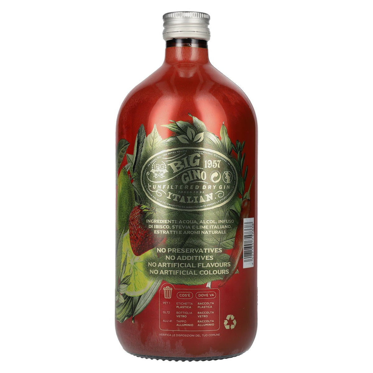 Big Gino Gin RED HOT FRUITS 38% ABV 1 litre