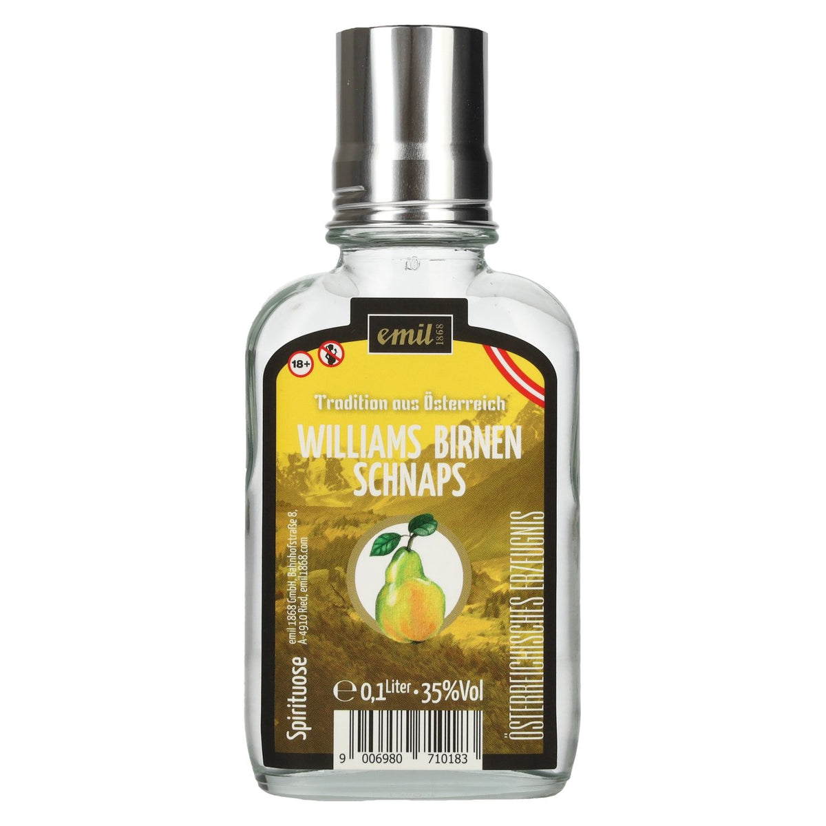 emil 1868 Williams-perenschnaps 35% vol. 0,1 l in zakfles