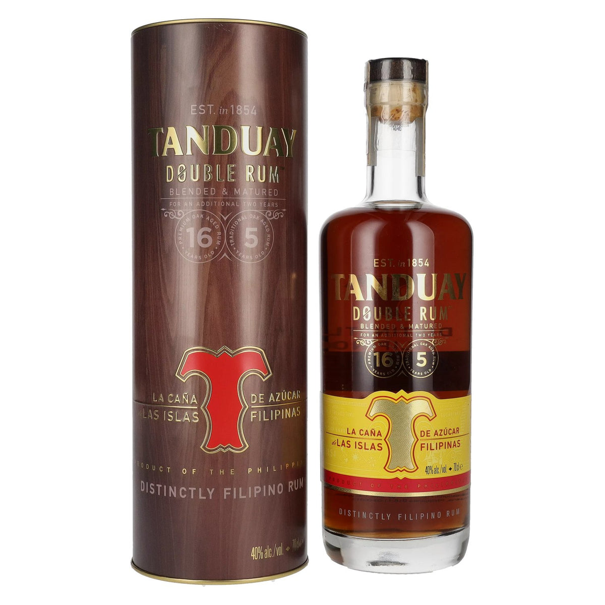 Tanduay Double Filipino Rum 40% ABV, 0.7 litres in a tin box