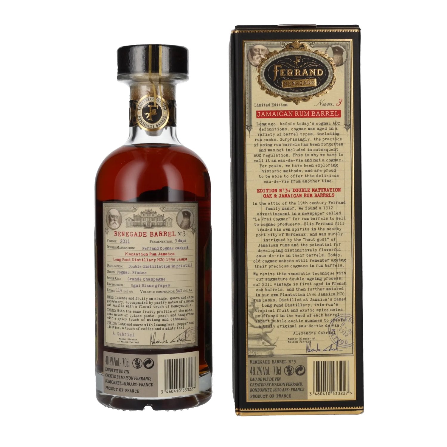 Ferrand RENEGADE BARREL N°3 Eau de Vie de Vin 48,2% Vol. 0,7l in Geschenkbox