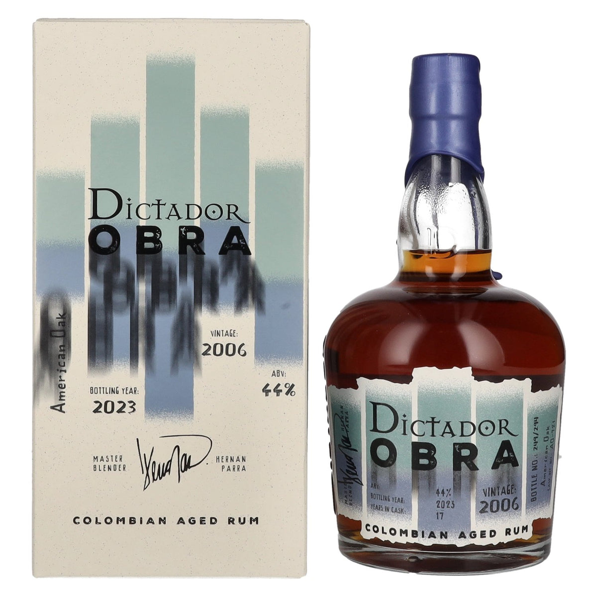 Dictador OBRA VINTAGE 17 Years Old AMERICAN OAK CASK Rum 2006 44% Vol. 0,7l in Geschenkbox