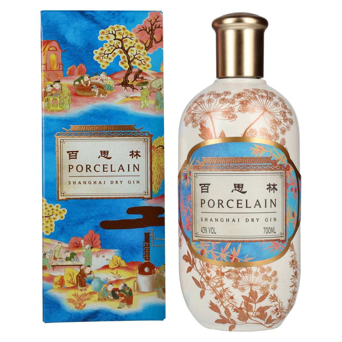 Porcelain Shanghai Dry Gin 43% vol. 0,7 l in geschenkverpakking