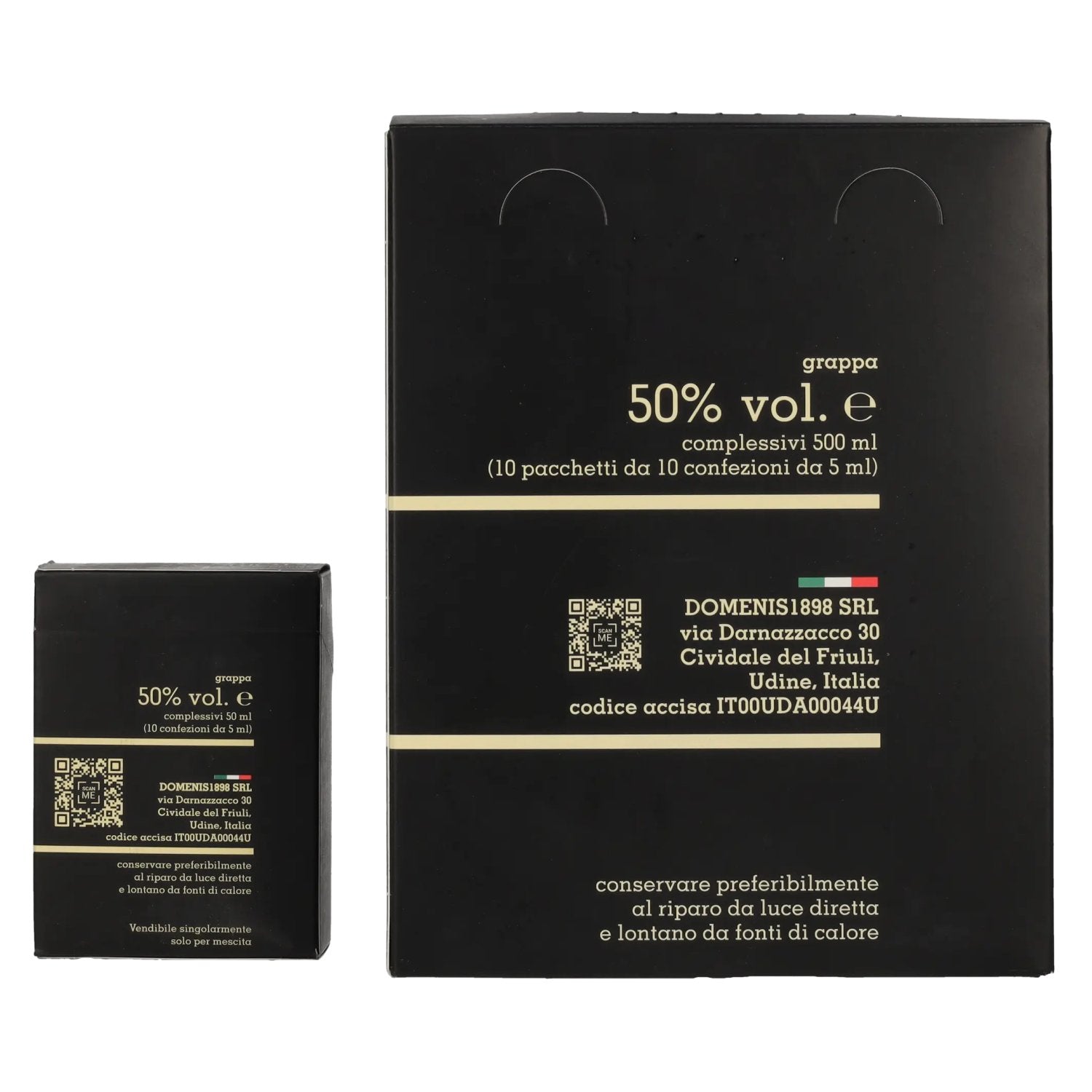 Domenis 1898 STORICA NERA Grappa 50% Vol. 10x10x0,005l in geschenkverpakking