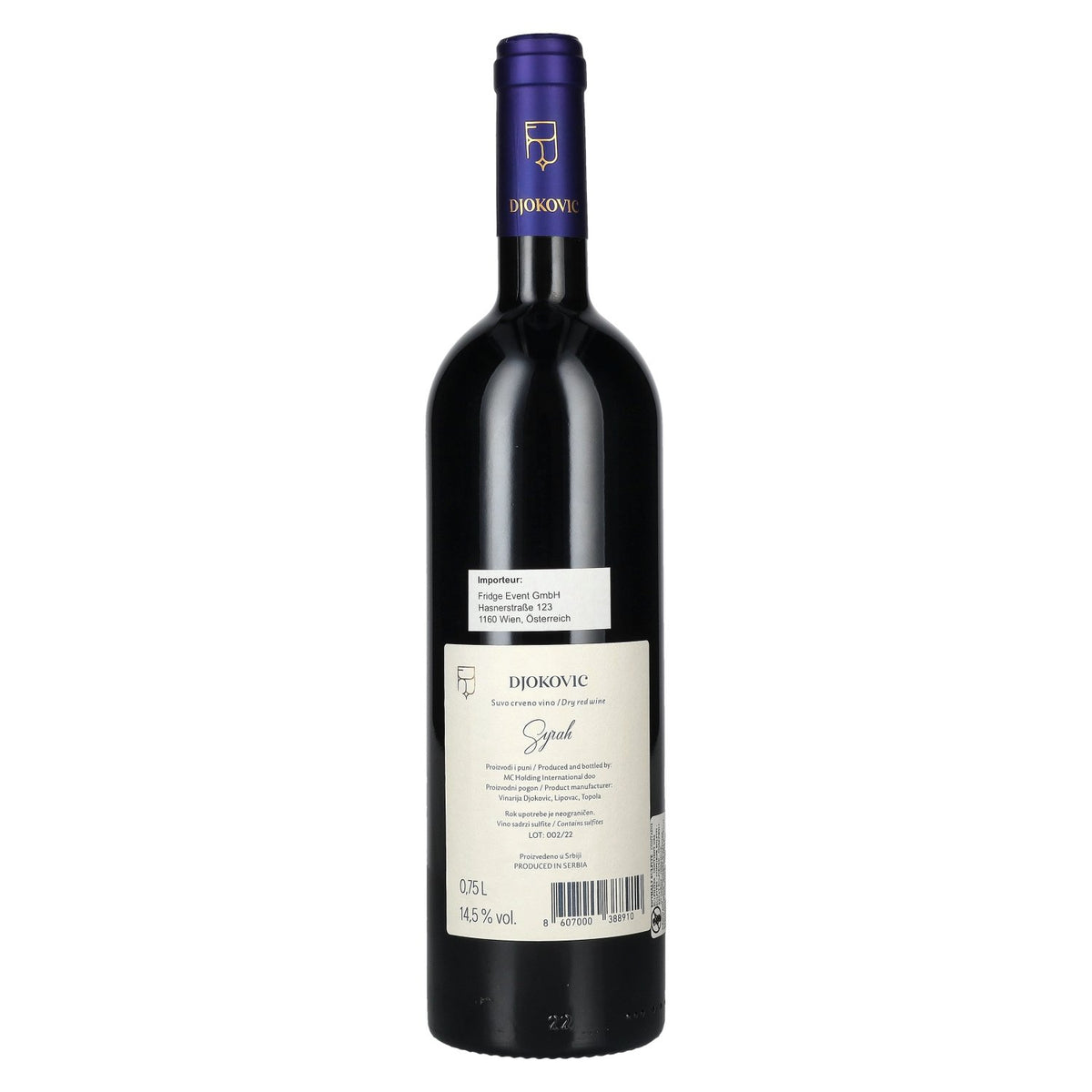 Djokovic Syrah 14.5% ABV 0.75l
