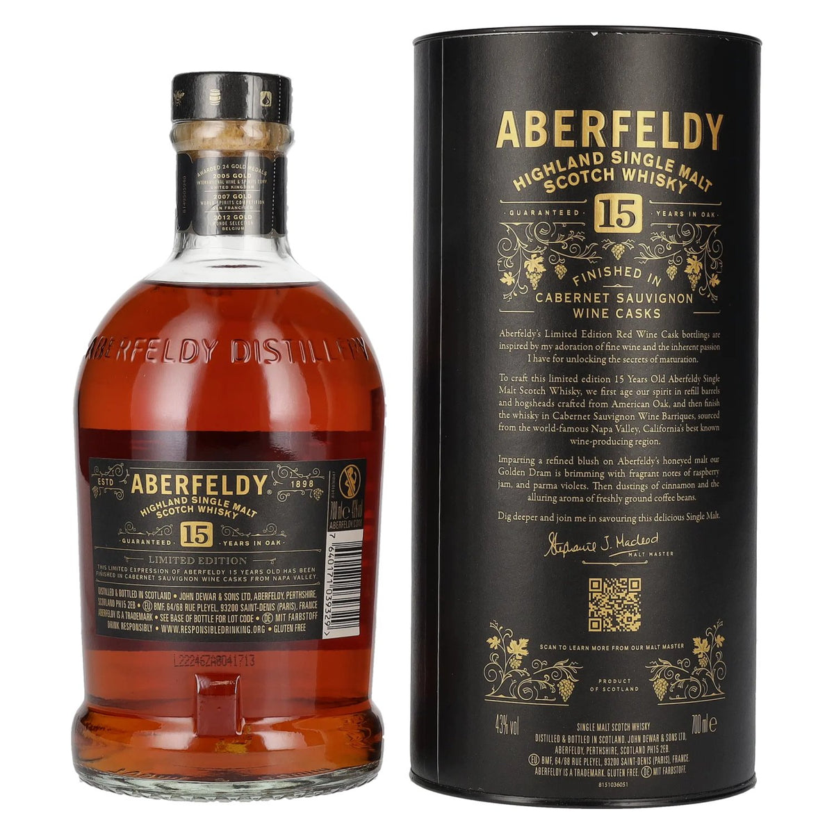 Aberfeldy 15 Years Old Red Wine Casks NAPA VALLEY 43% vol. 0.7 l in a gift box