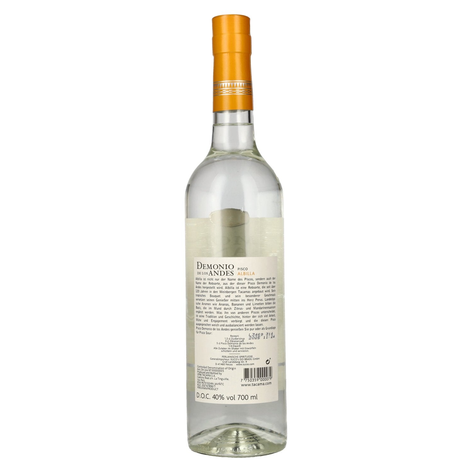 Tacama Demonio de los Andes ALBILLA Pisco 40% Vol. 0,7l