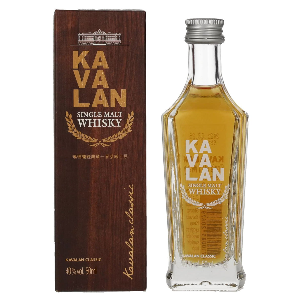 Kavalan Classic Single Malt Whisky 40% vol. 0,05 l in geschenkverpakking