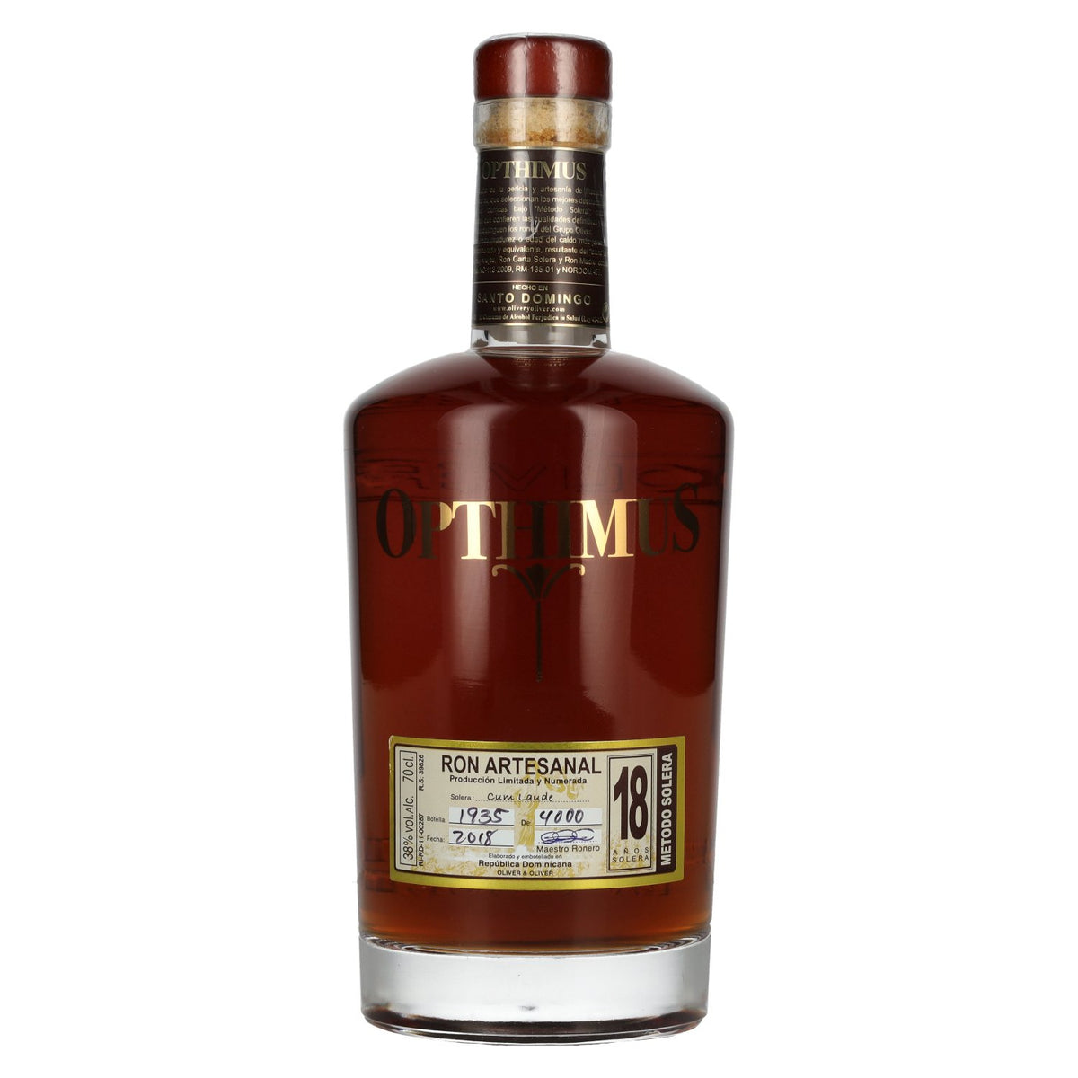 Opthimus 18 Años Solera Cum Laude Artisanal Rum 38% ABV 0.7l