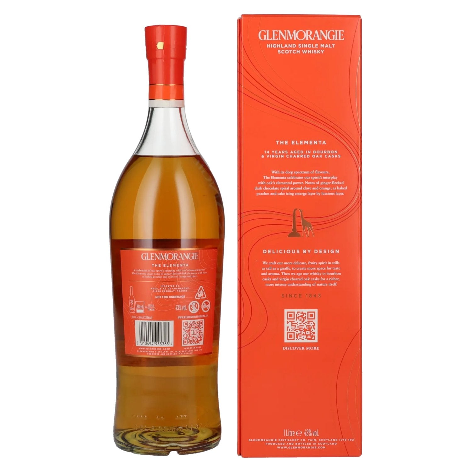 Glenmorangie The ELEMENTA 14 Years Old New Charred Oak Cask Finish 43% Vol. 1l in geschenkverpakking