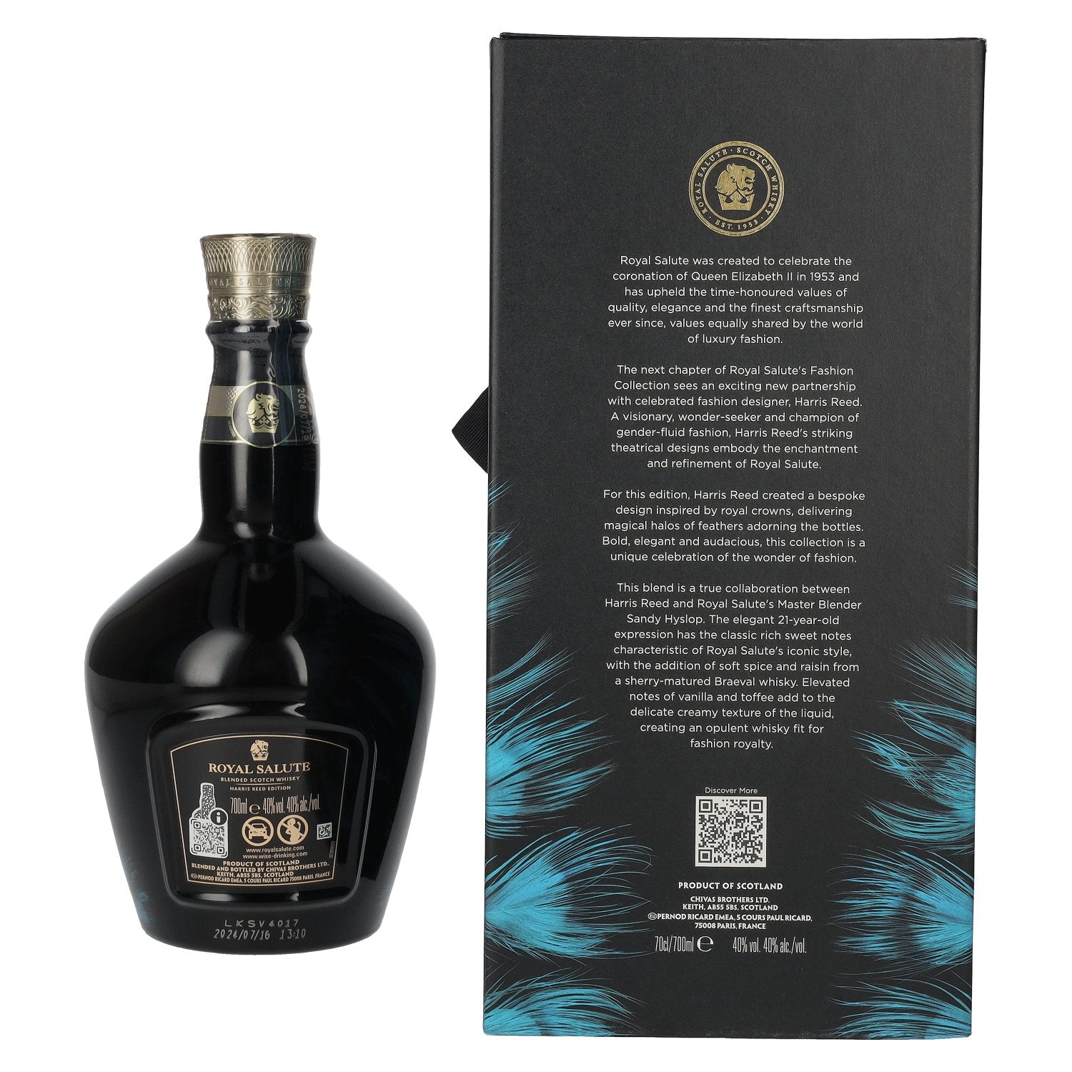 Royal Salute 21 Years Old HARRIS REED BLUE EDITION Blended Scotch Whisky 40% Vol. 0,7l in Geschenkbox