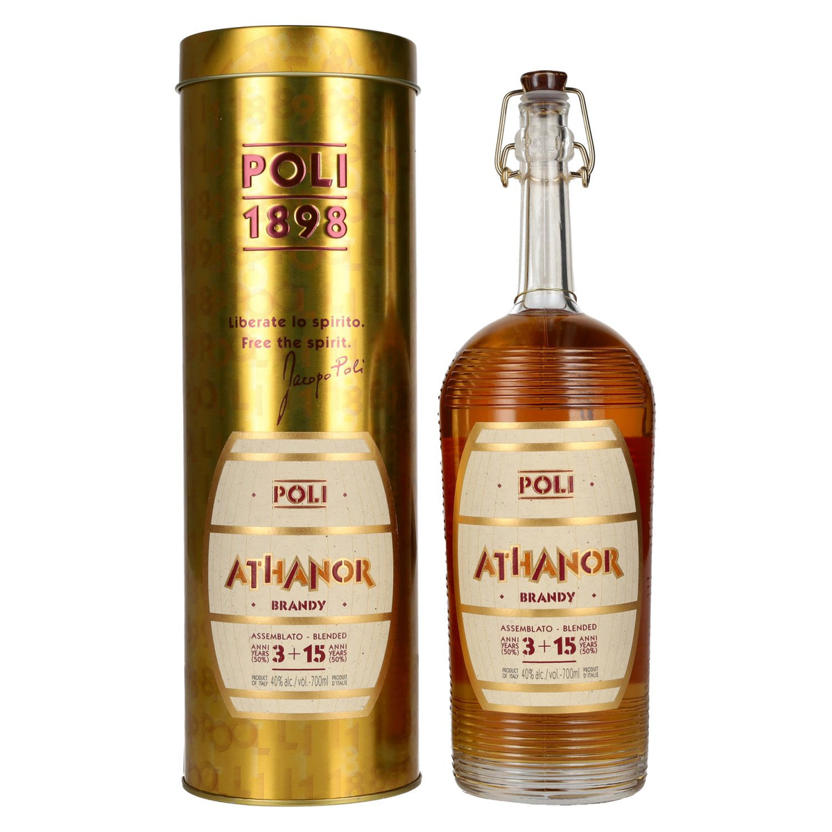 Poli Brandy ATHANOR 40% vol. 0,7 l in blikken doos