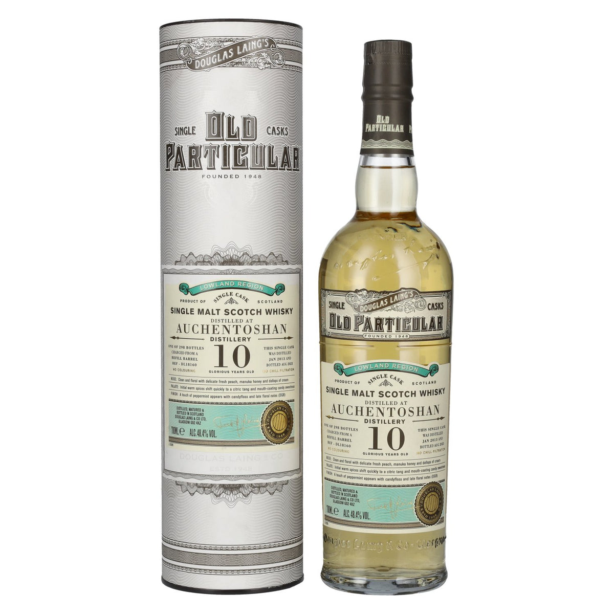 Douglas Laing OLD PARTICULAR Auchentoshan 10 Years Old Single Malt Whisky 2013 48.4% ABV 0.7l in a gift box