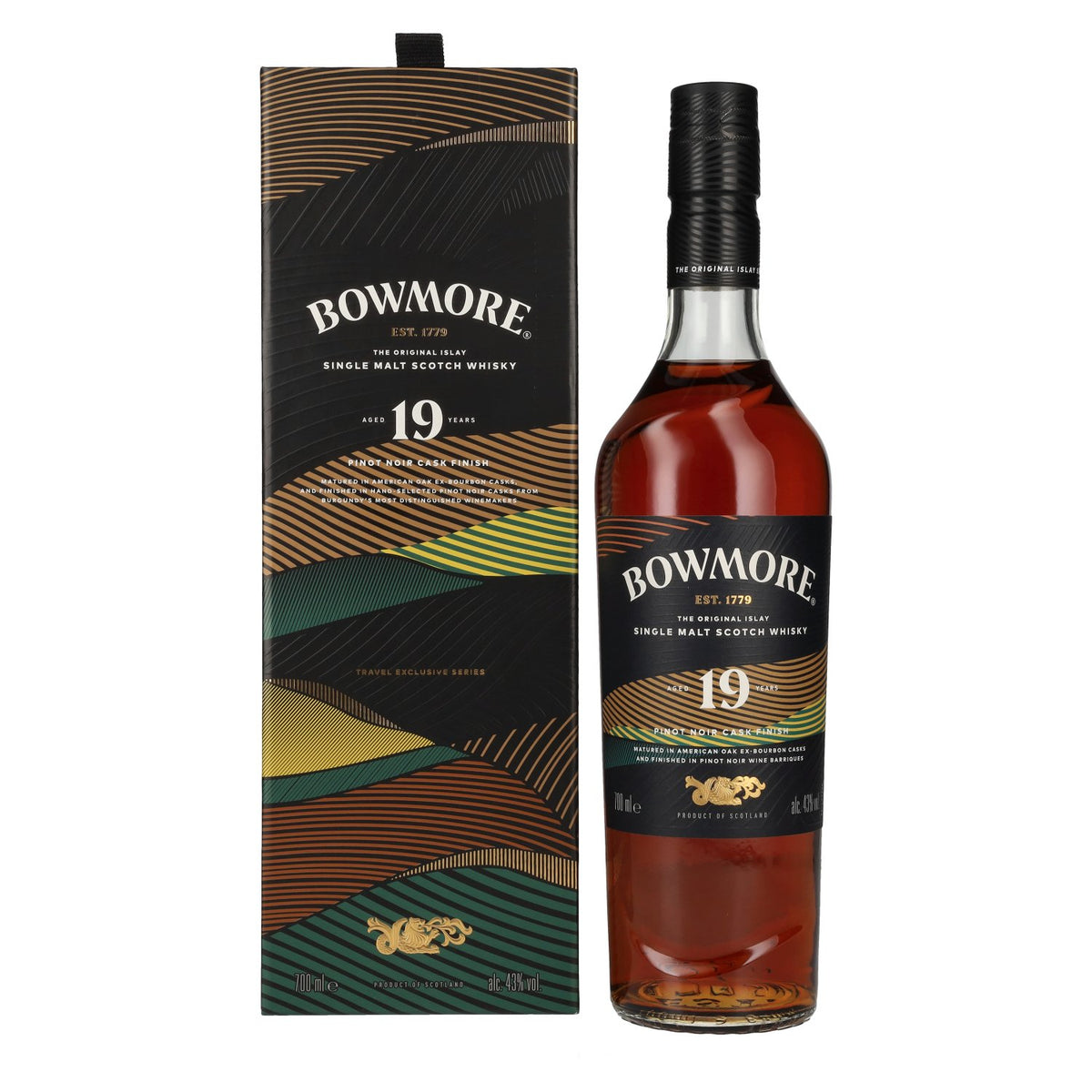Bowmore 19 Years Old Pinot Noir Cask Finish Islay Single Malt 43% Vol. 0.7l in a gift box