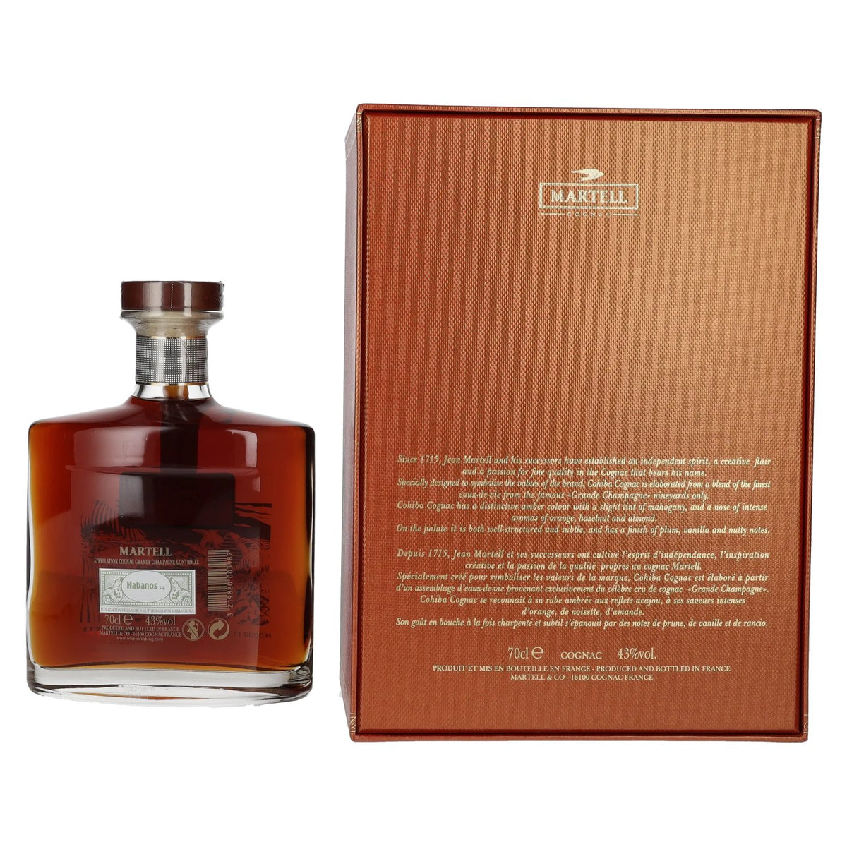 Martell Cohiba Grande Champagne Cognac 43 % vol., 0,7 l, dans un coffret cadeau
