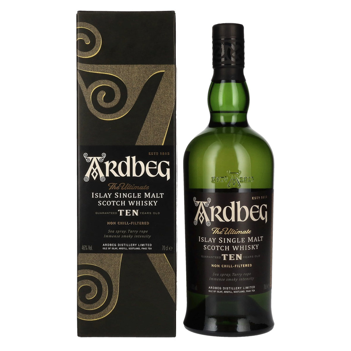 Ardbeg TEN Years Old Islay Single Malt 46% ABV, 0.7 litres, in a gift box