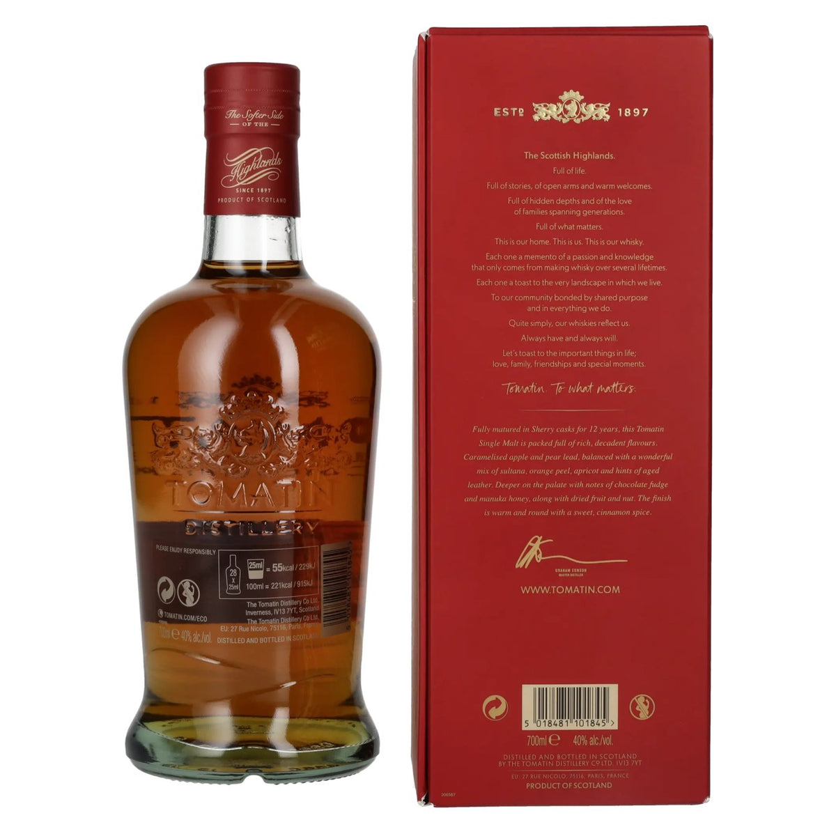 Tomatin 12 Years Old SHERRY CASK 40% vol. 0.7 l in a gift box