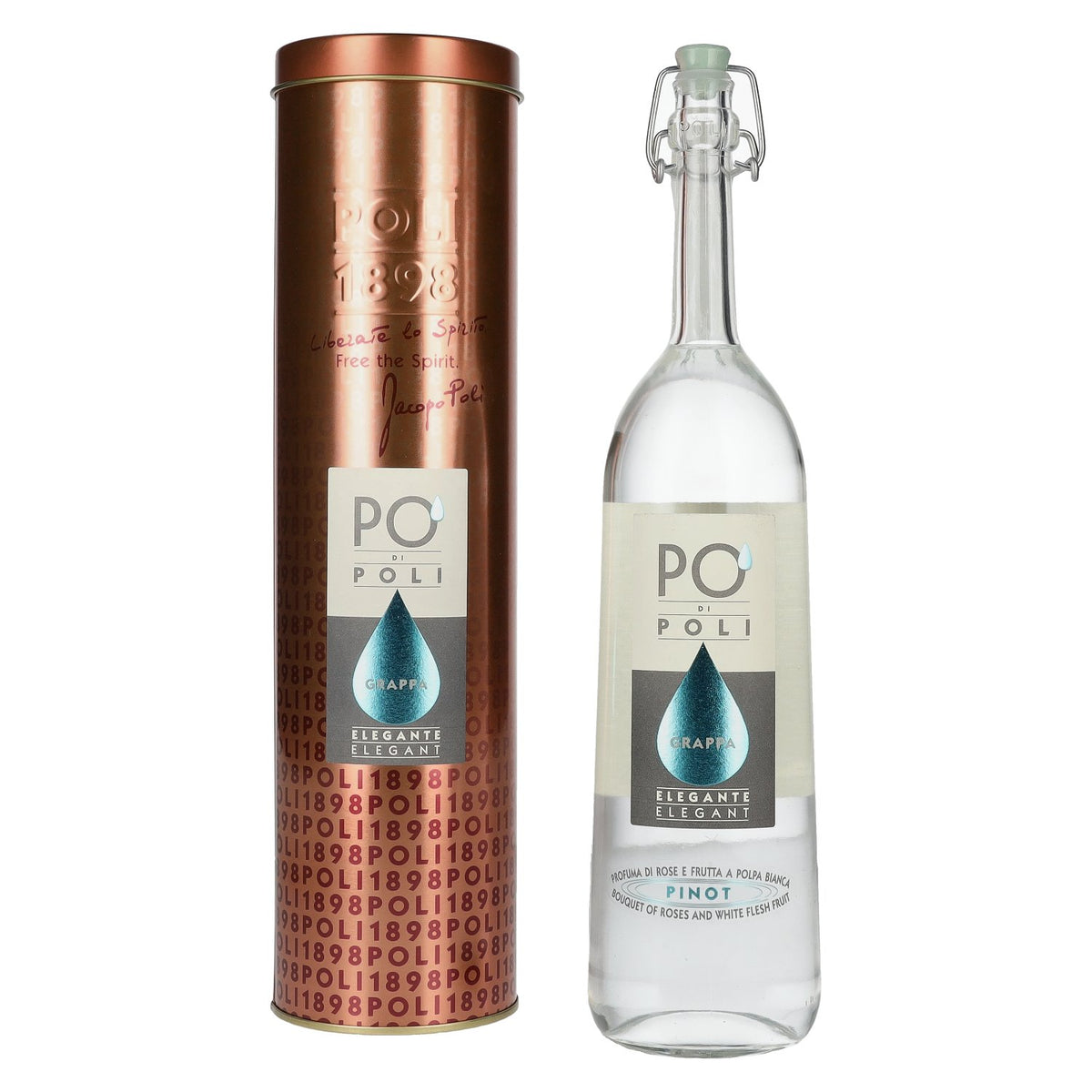 Poli Po' Di Poli Grappa Elegante 40% vol. 0.7 l in a tin box