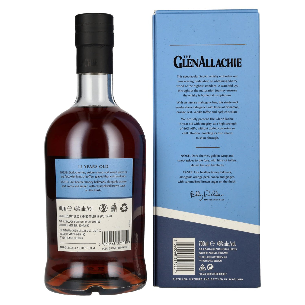 The GlenAllachie 15 ans d'âge, single malt du Speyside, 46 % vol., 0,7 l, dans un coffret cadeau