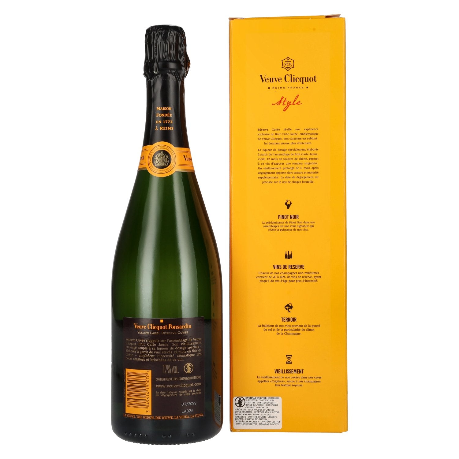 Veuve Clicquot Champagne Brut Réserve Cuvée 12% Vol. 0,75l in geschenkverpakking