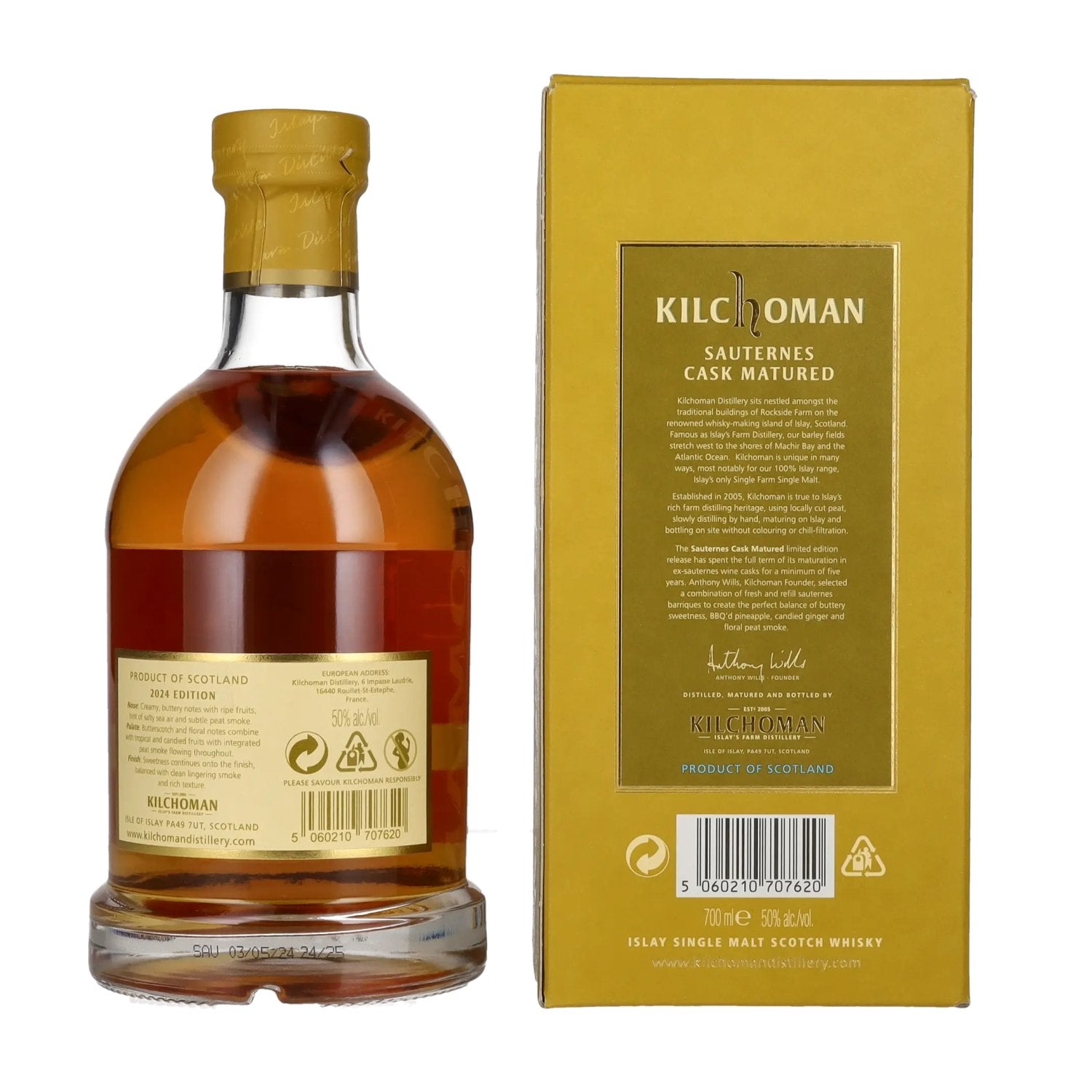 Kilchoman SAUTERNES CASK MATURED Islay Single Malt Limited Edition 2024 50% Vol. 0,7l in geschenkverpakking