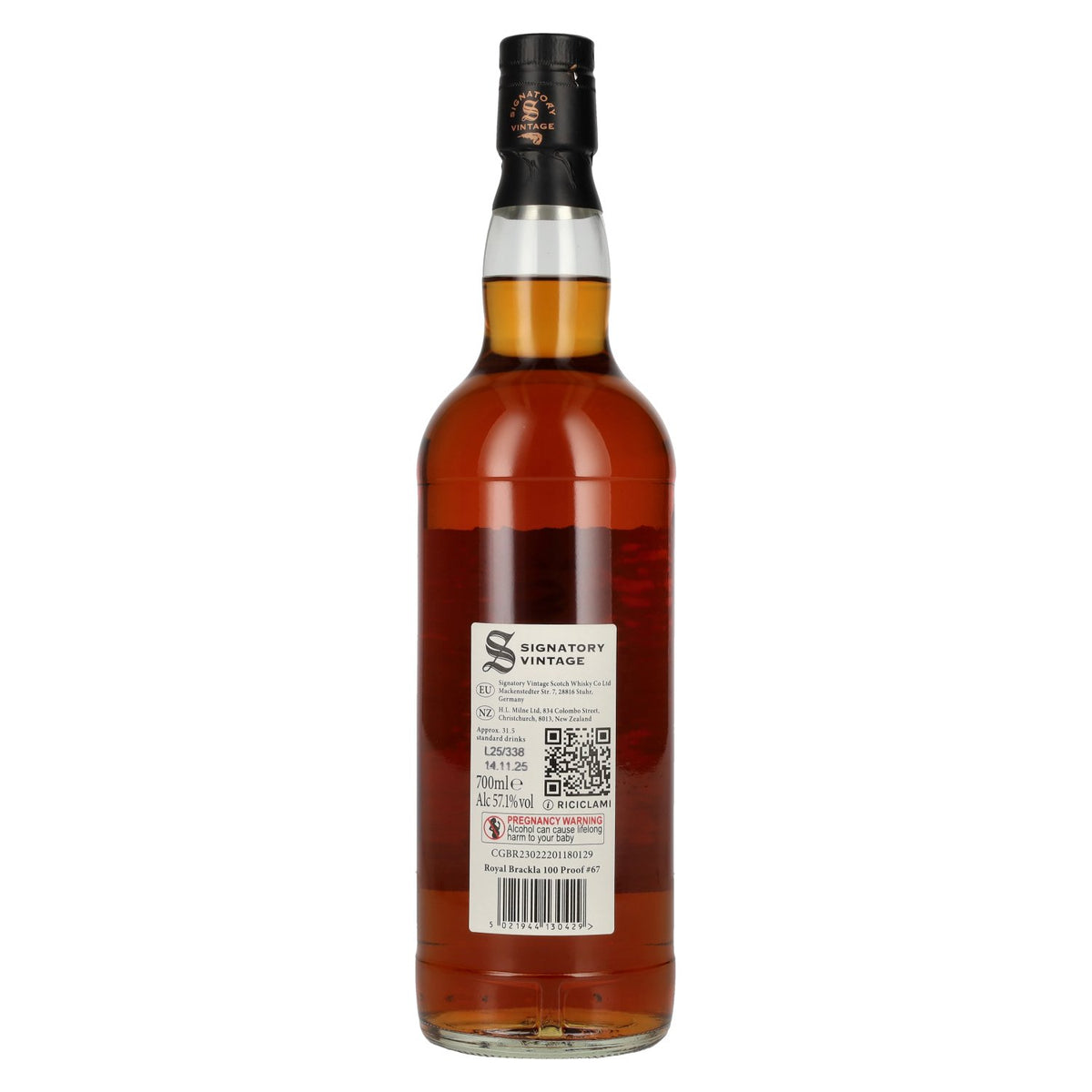 Signatory Vintage 100 Proof Edition ROYAL BRACKLA 11 Years Old Single Malt #67 2014 57,1% Vol. 0,7l