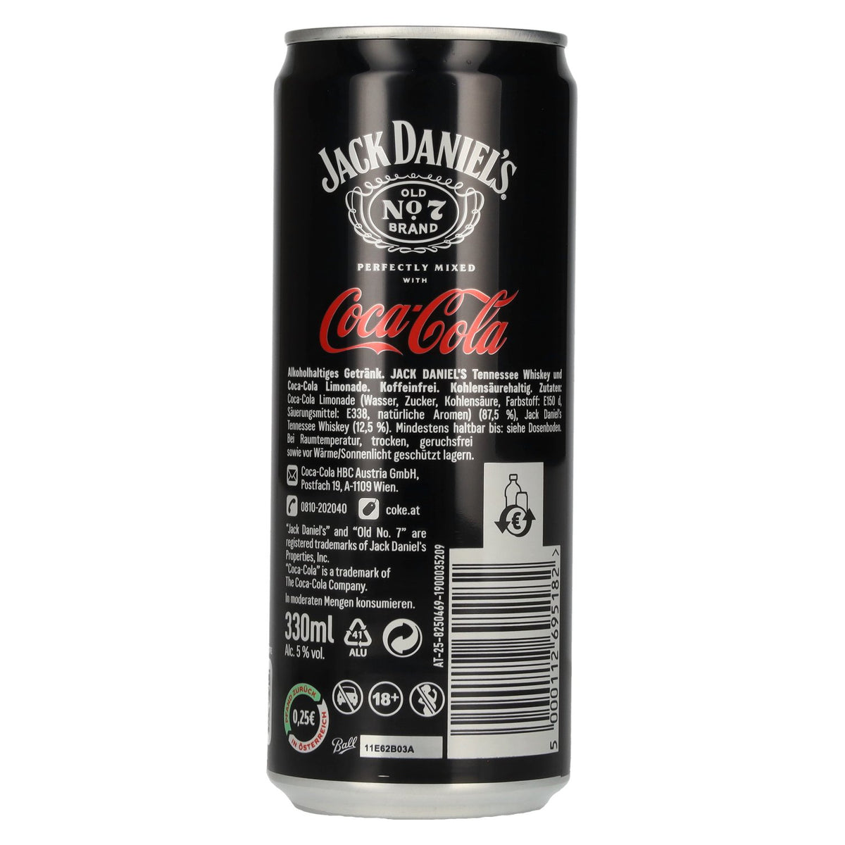 Jack Daniel's No. 7 Whiskey &amp; Coca Cola 5% vol. 12 blikjes van 0,33 l (statiegeld)