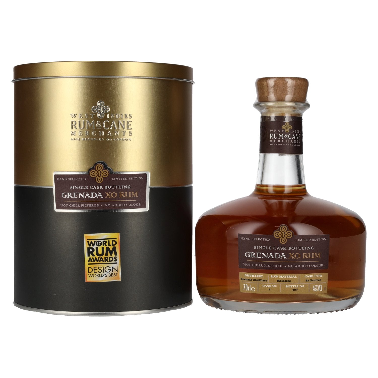 Rum &amp; Cane GRENADA XO Single Cask Rum 46% Vol. 0,7l en Tinbox