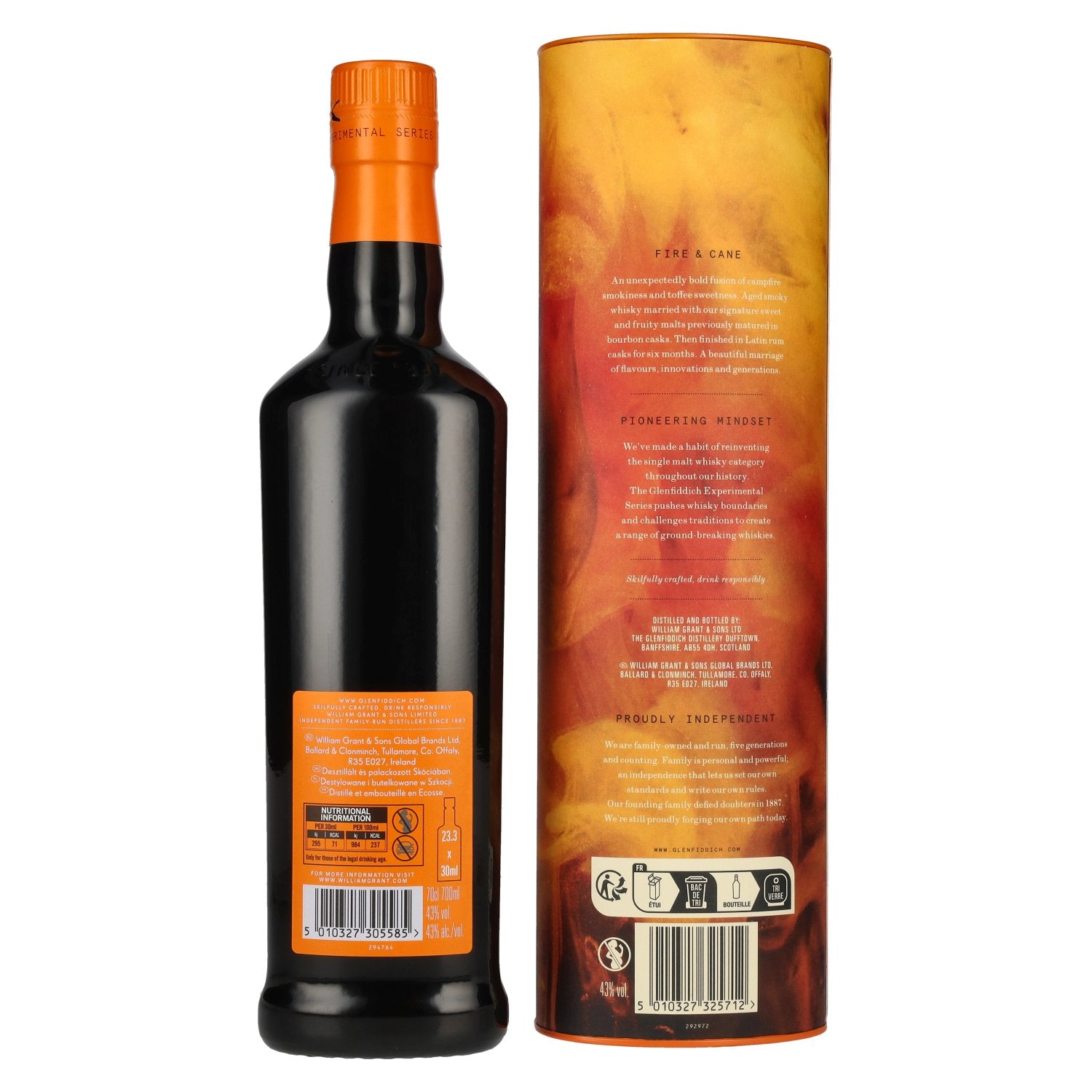 Glenfiddich FIRE &amp; CANE Single Malt Scotch Whisky 43% Vol. 0,7l in geschenkverpakking
