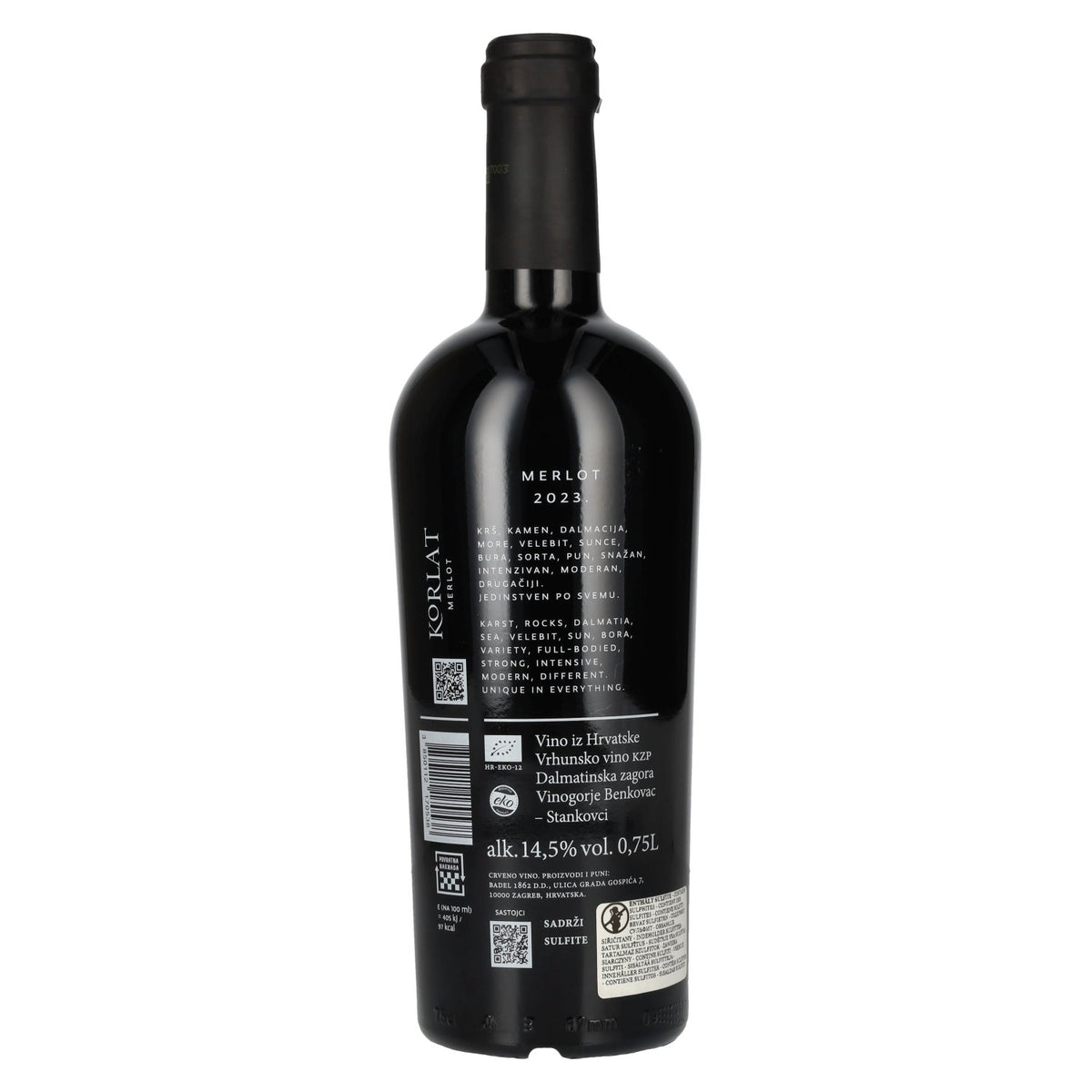 Korlat Vinarija Benkovac Merlot 2023 14,5% vol. 0,75 l