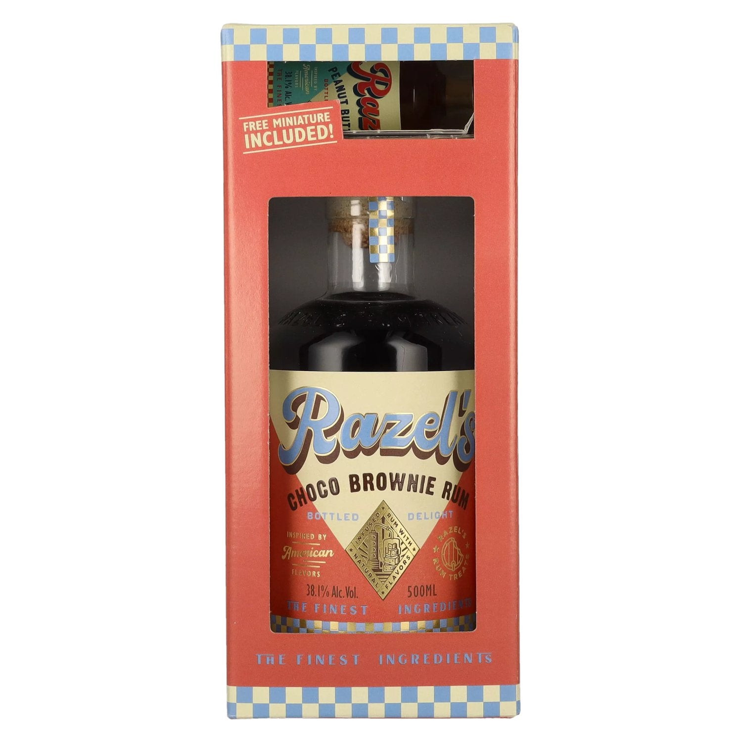 Razel's Choco Brownie gedistilleerde drank 38,1% Vol. 0,5l in geschenkverpakking met miniatuur 0,05l