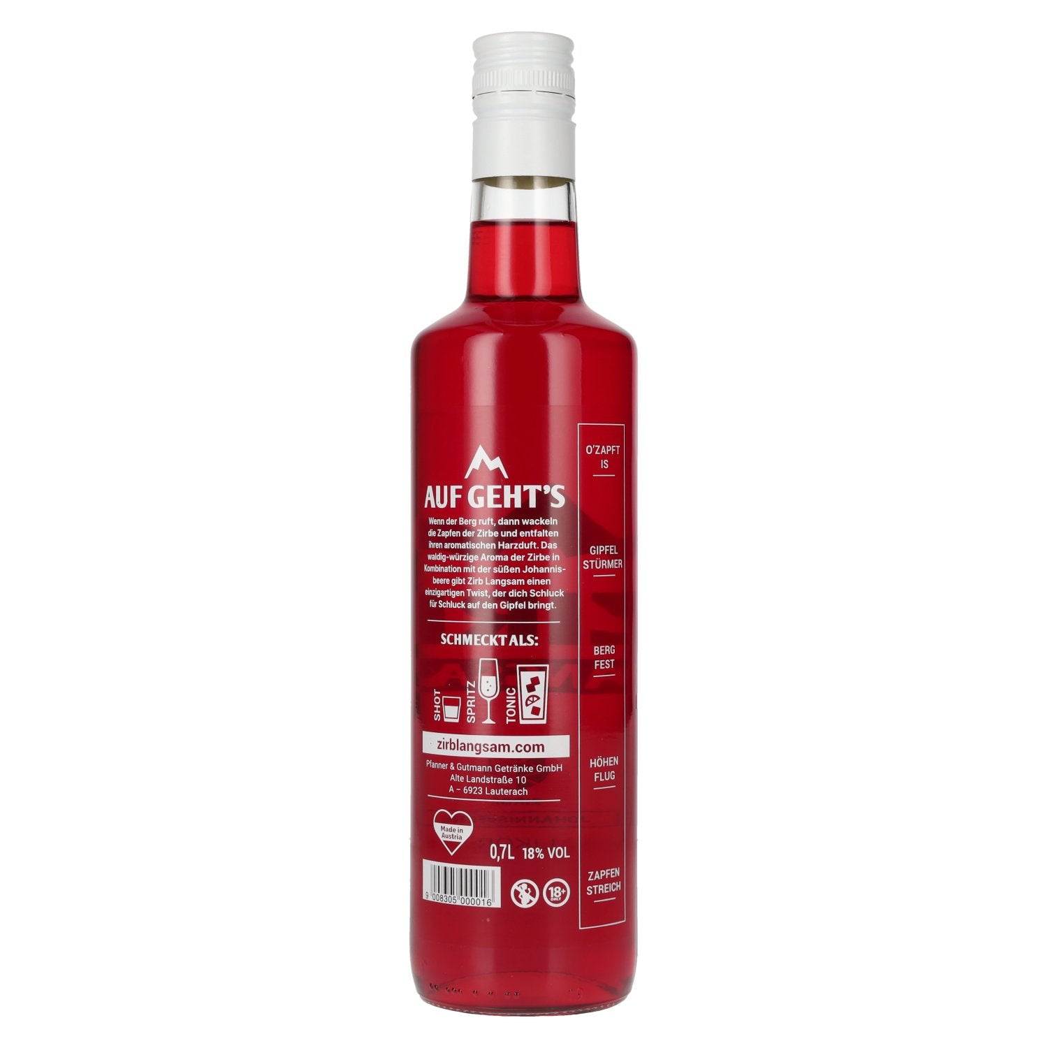 ZIRB LANGSAM Liqueur d'arolle et de groseille 18% vol. 0,7l