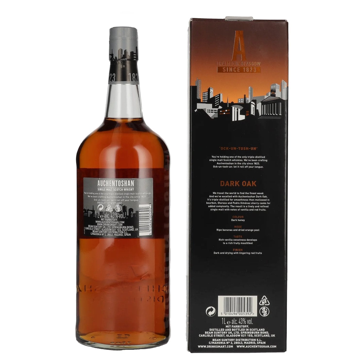 Auchentoshan DARK OAK Single Malt Scotch Whisky 43% Vol. 1l in geschenkverpakking