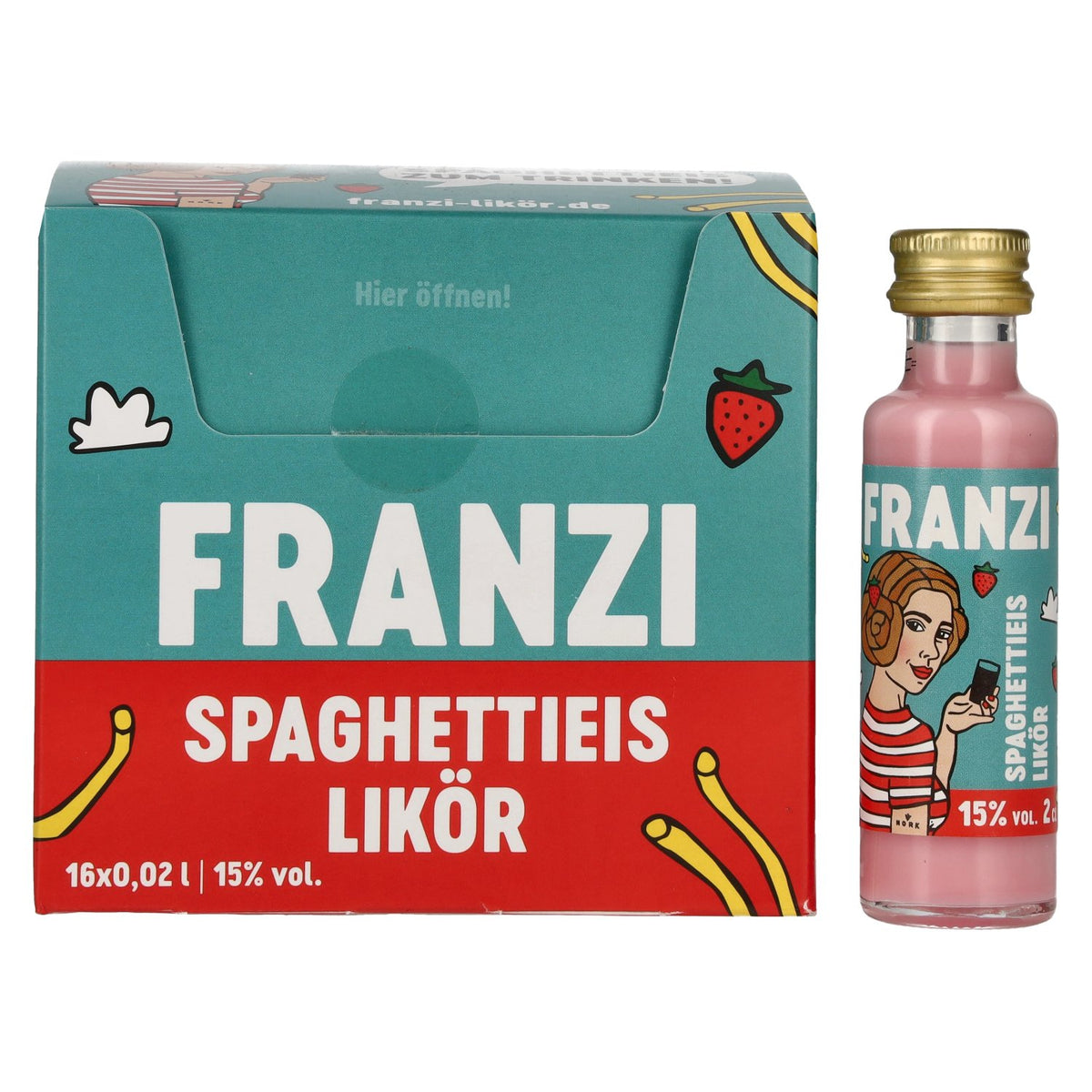 Franzi Likör Spaghettieis, 15 % vol., 16 x 0,02 l