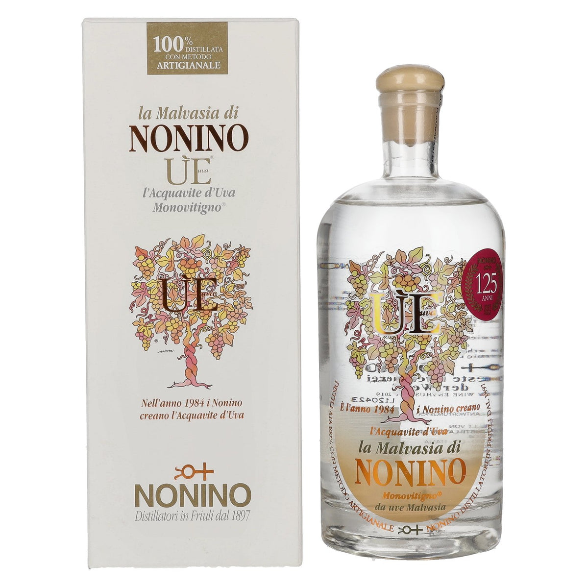 Nonino Grappa UE Monovitigno la Malvasia 38% vol. 0,5 l in geschenkverpakking