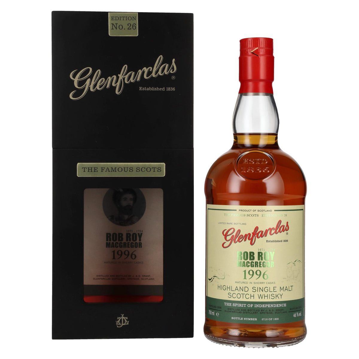 Glenfarclas The Famous Scots ROB ROY MACGREGOR Highland Single Malt 1996 46% vol. 0,7 l in geschenkverpakking