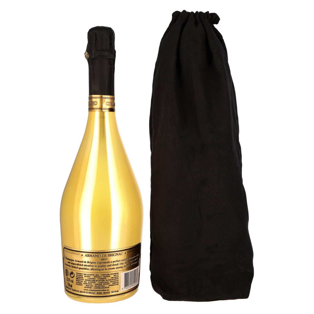 Champagne Armand de Brignac Brut Gold 12,5 % vol., 0,75 l, dans un sac en velours