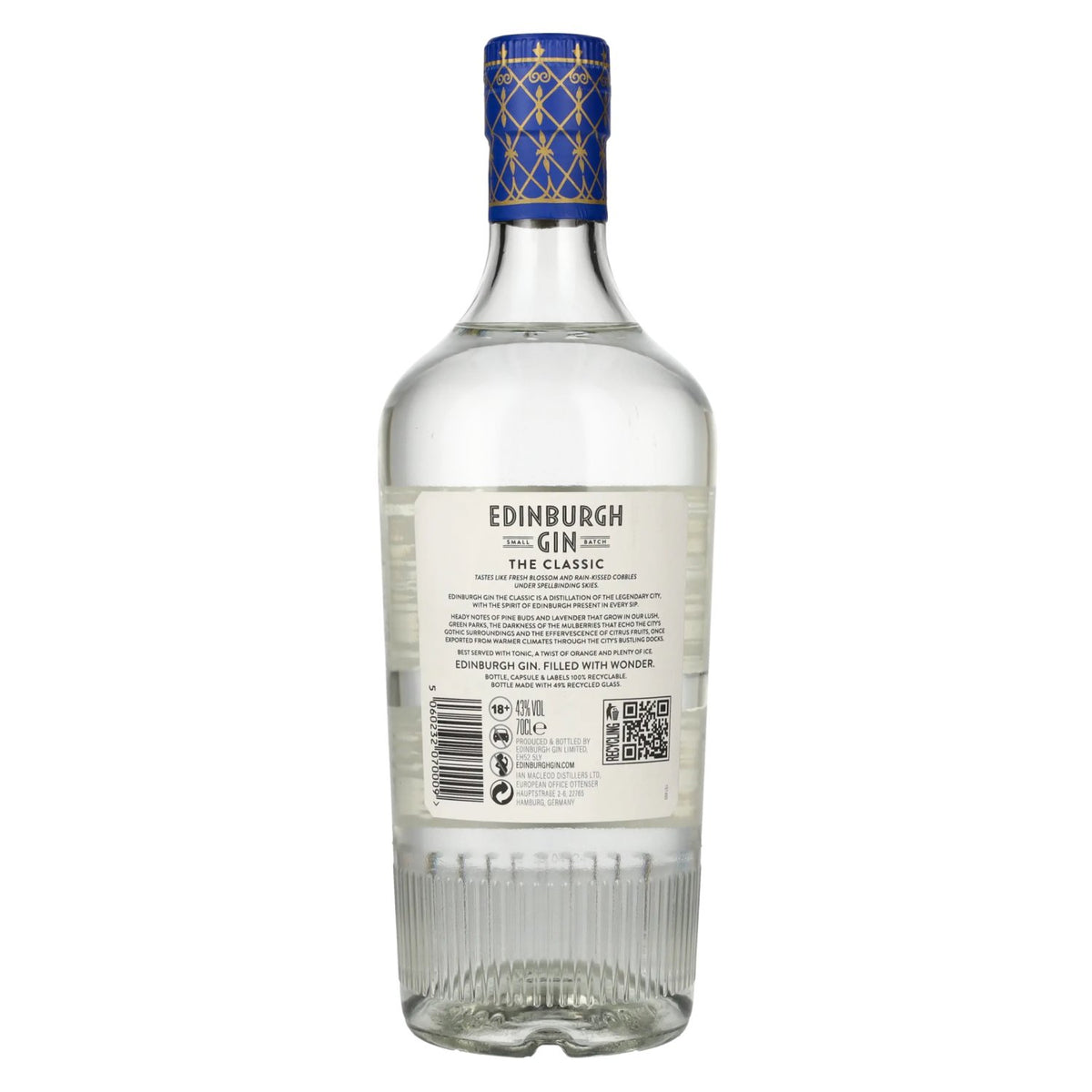 Edinburgh CLASSIC Small Batch Distilled Gin 43% ABV 0.7l