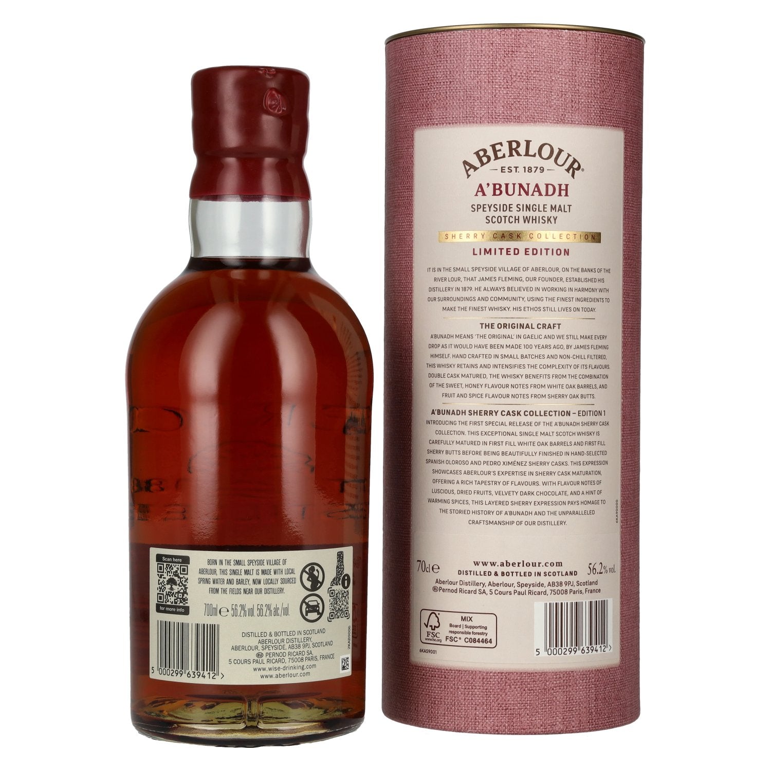 Aberlour A'BUNADH Original Cask Strength Sherry Cask Collection Limited Edition 1 56,2% Vol. 0,7l in geschenkverpakking