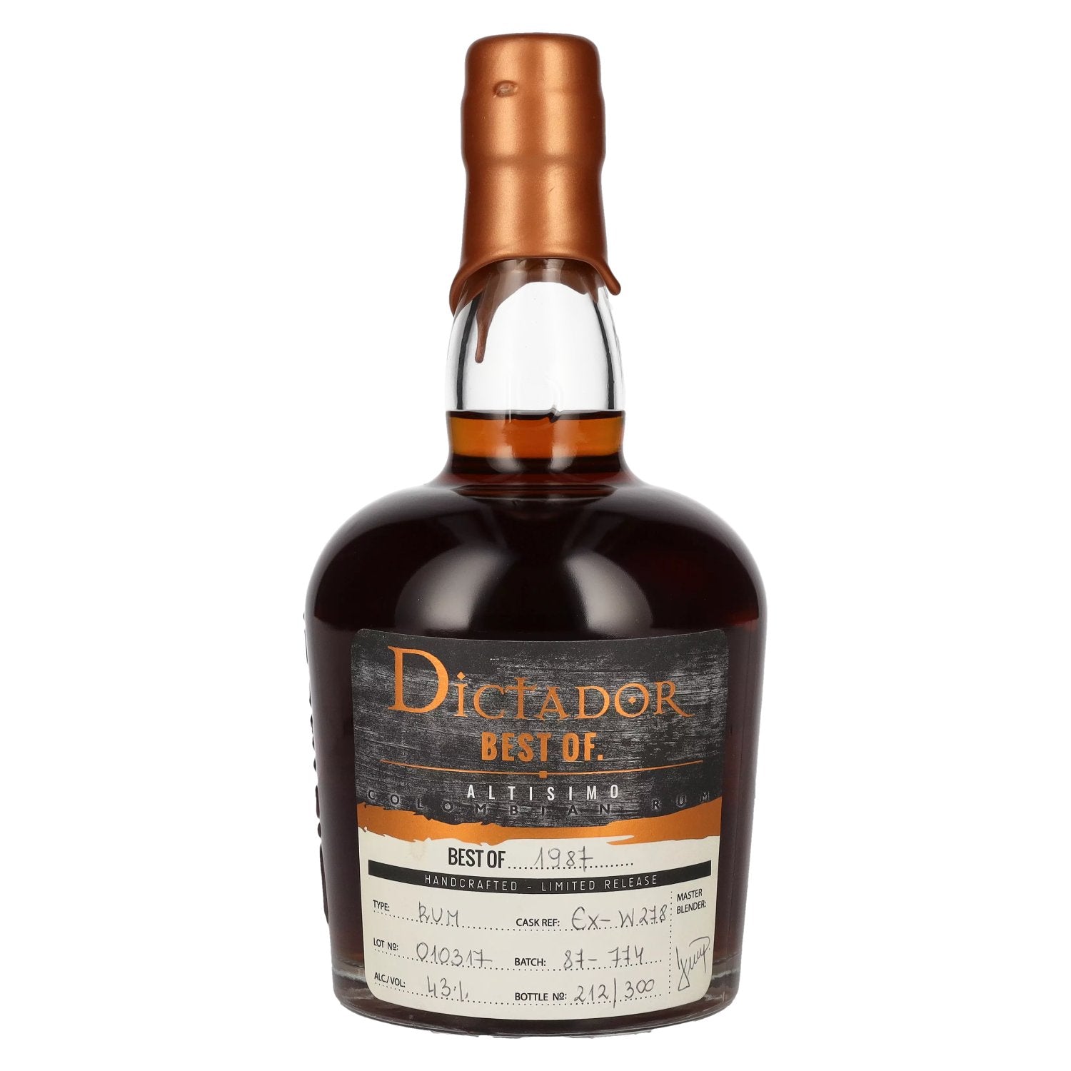 Dictador BEST OF 1987 ALTISIMO Rhum colombien 30YO/010317/EX-W278 43% vol. 0,7l