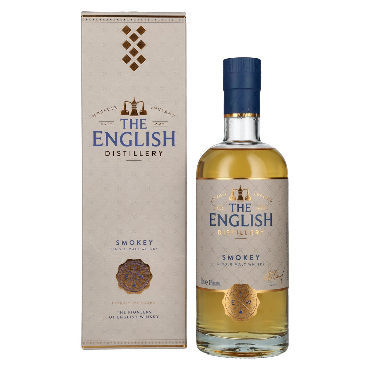 The English Whisky Co. SMOKEY Single Malt Whisky 43% vol. 0.7 l in a gift box