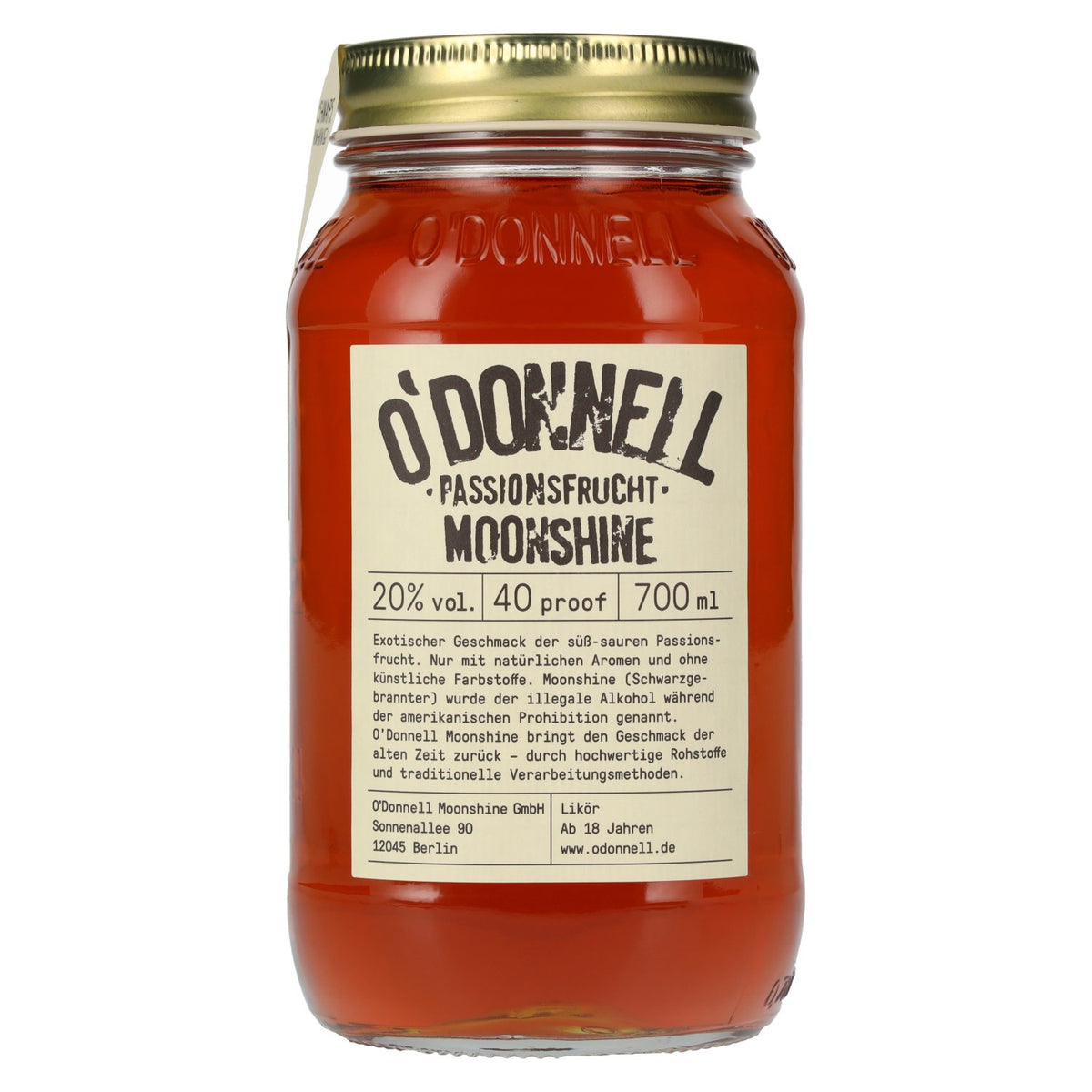 Liqueur O'Donnell Moonshine au fruit de la passion, 20 % vol., 0,7 l