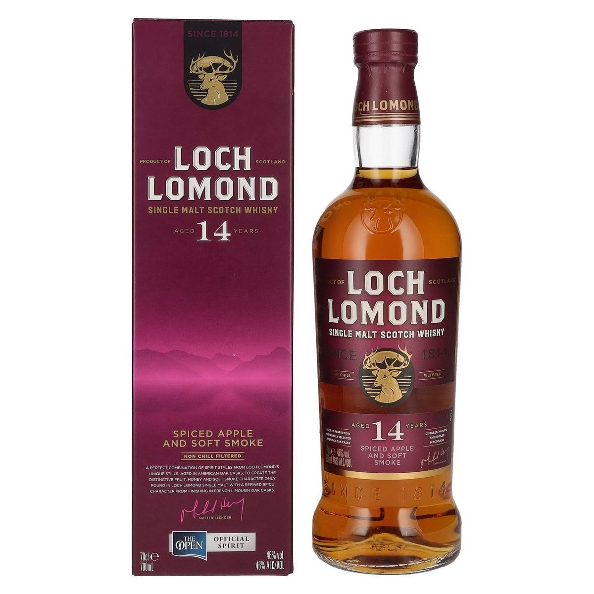 Loch Lomond 14 Year Old Single Malt Spiced Apple and Soft Smoke 46% ABV 0.7l in a gift box