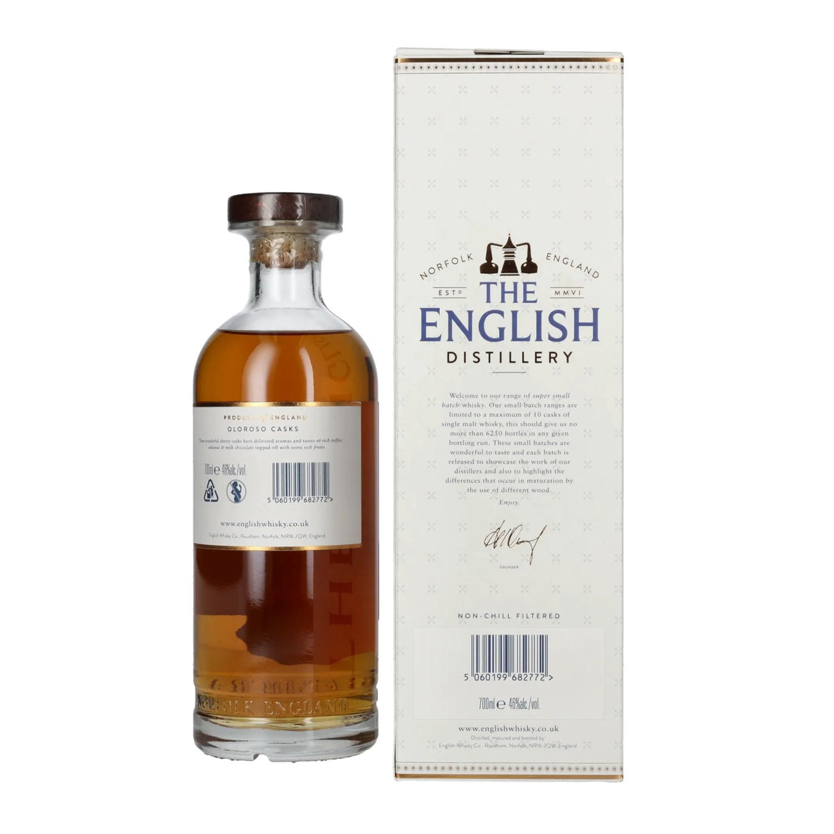 The English Distillery Oloroso Casks Small Batch Single Malt Whisky 46% ABV, 0.7 litres, in a gift box