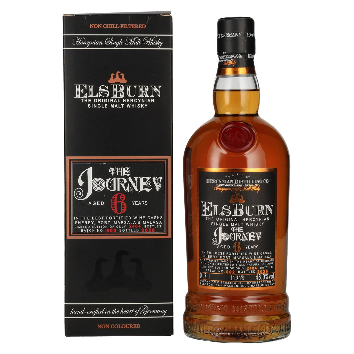 Elsburn 6 ans THE JOURNEY Single Malt Lot n° 002 2026 46 % vol. 0,7 l dans un coffret cadeau