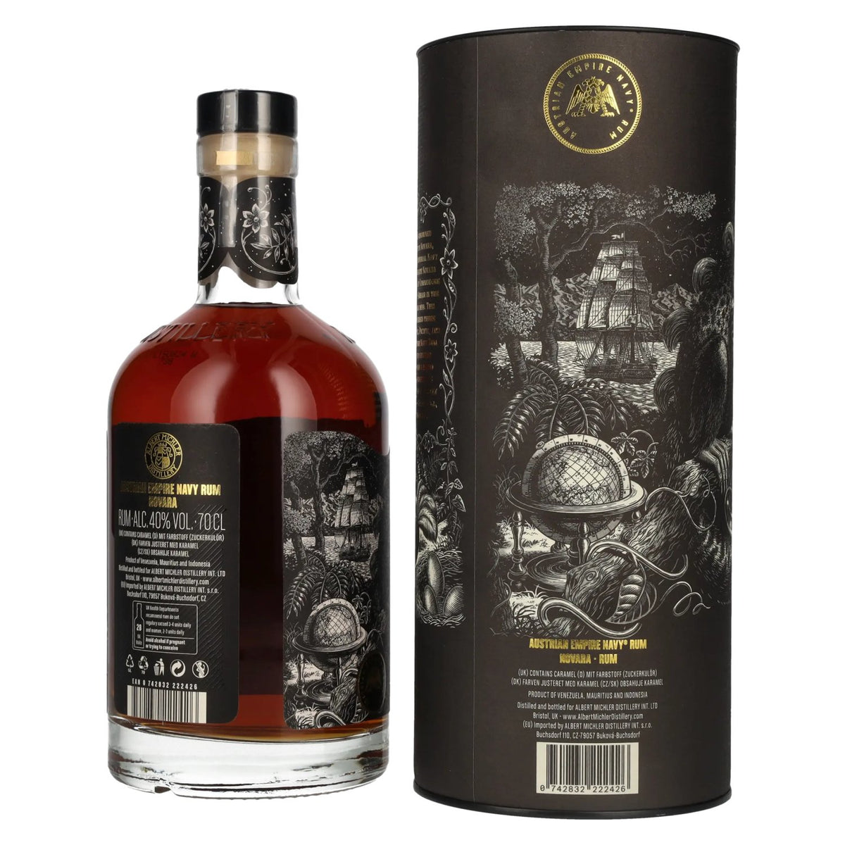 Rhum NOVARA de l'Austrian Empire Navy, 40 % vol., 0,7 l, dans un coffret cadeau