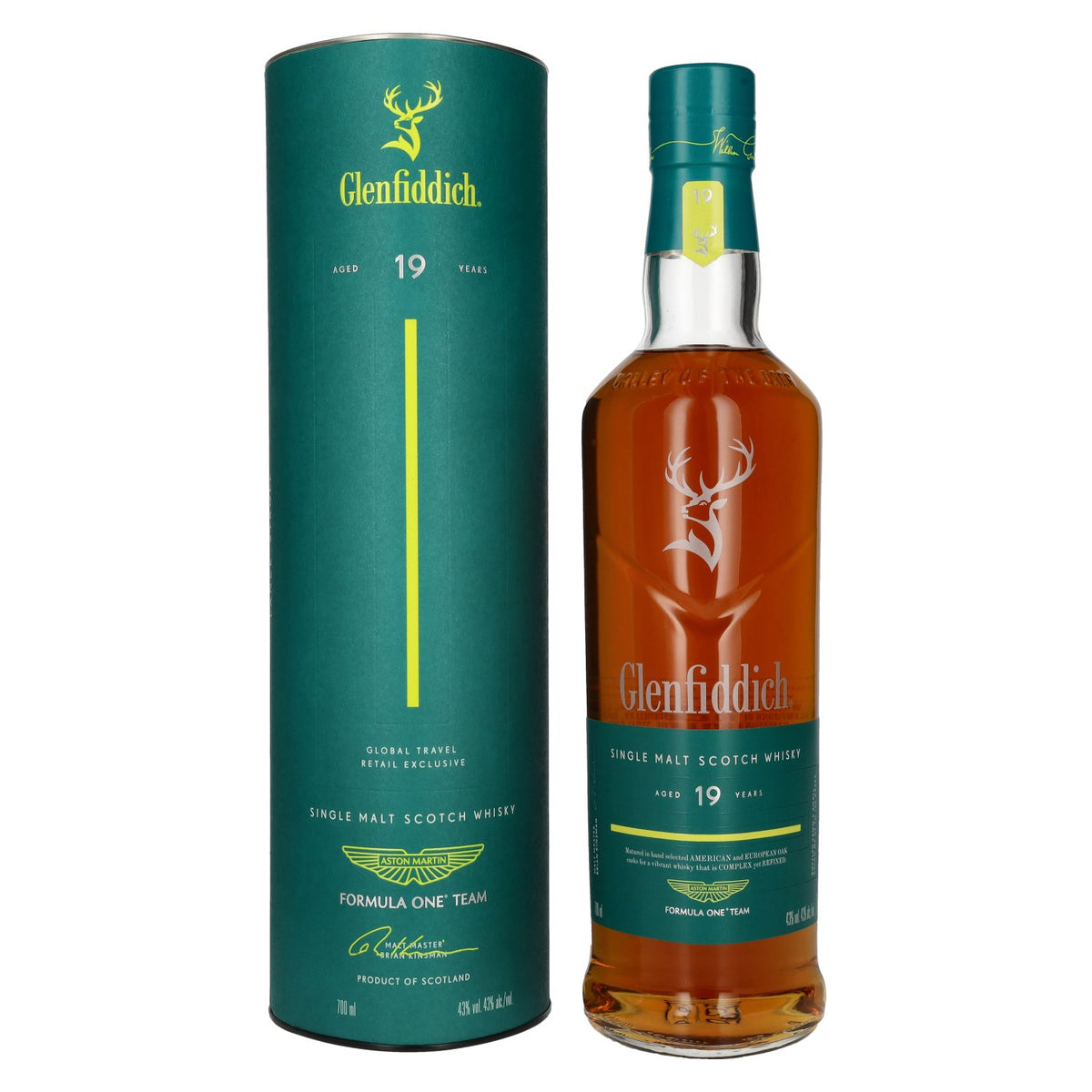 Glenfiddich 19 Years Old ASTON MARTIN FORMULA ONE TEAM Single Malt Scotch Whisky 43% ABV 0.7l in a gift box