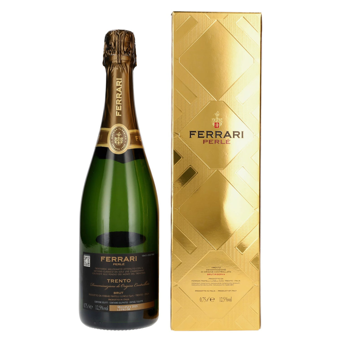 Ferrari PERLÉ Brut Millesimato DOC 2019 12.5% ABV 0.75l in a gift box