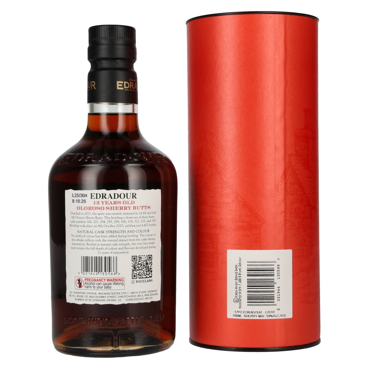 Edradour 12 Years Old Oloroso Sherry Single Malt Whisky Natural Cask Strength #7 59% Vol. 0,7l in geschenkverpakking
