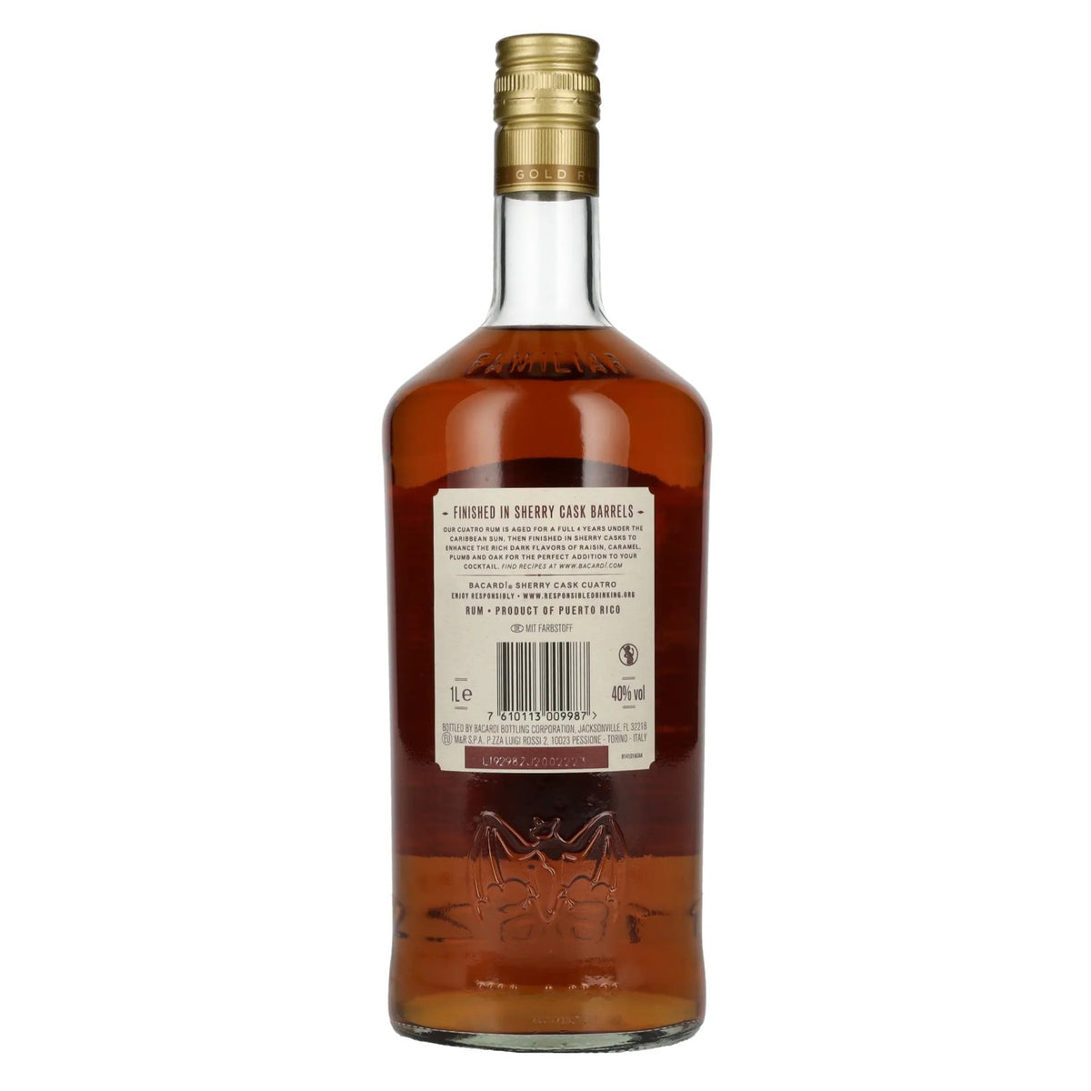 Bacardi 4 Years Old SHERRY CASK CUATRO Gold Rum 40% vol. 1 l
